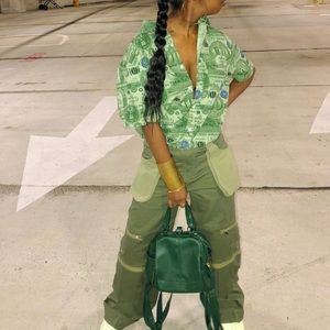 Cool Rare Money Print Button up Top